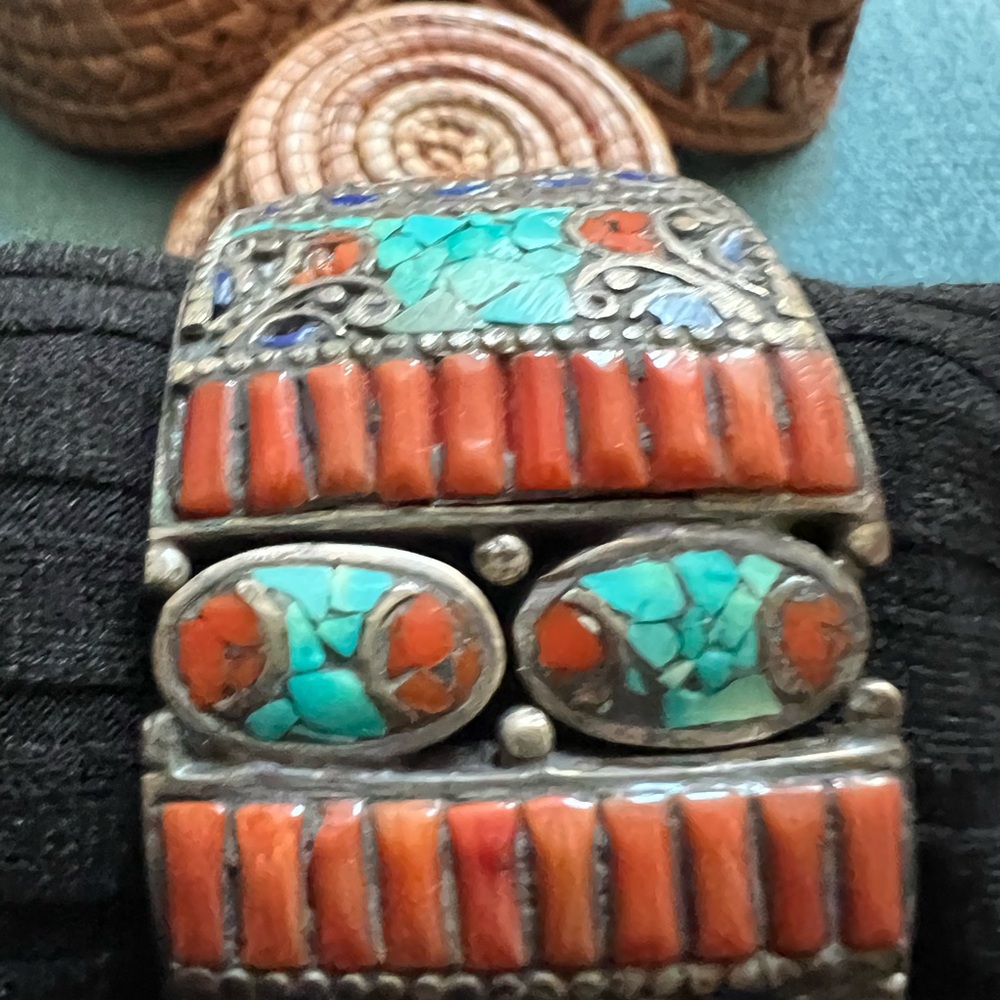 Coral turquoise tribal bracelet